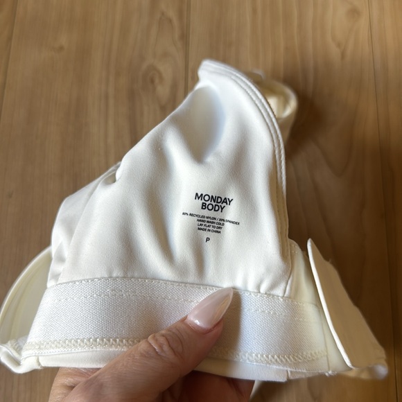 White Sports Bra with Black Trim - Picture 4 of 7